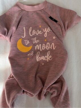 Pink ‘I Love You to the Moon and Back’ Graphic small dog pajamas